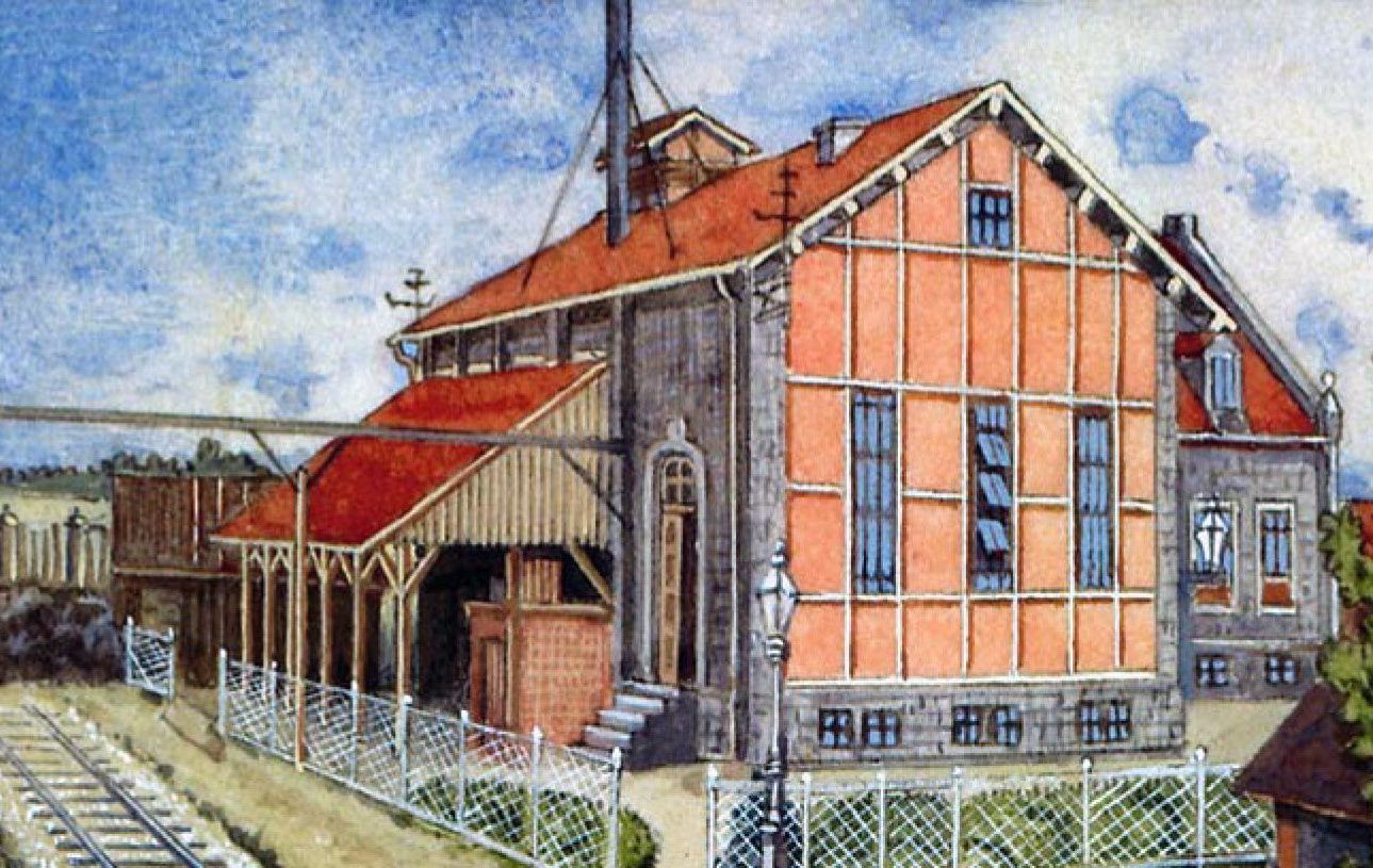 Gemälde: Die Karlsruher Lehr- und Versuchsanstalt des DVGW 1907