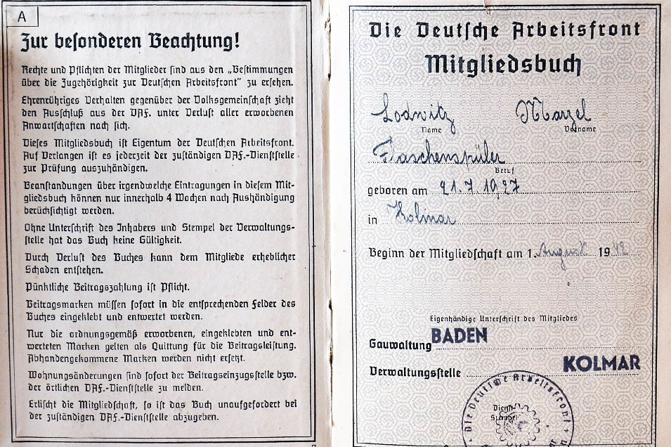 Mitgliedsbuch der Deutschen Arbeitsfront (DAF)